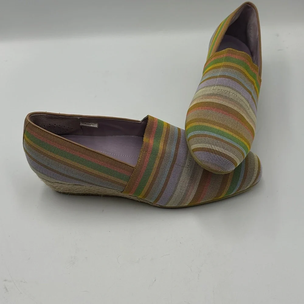 SAS Espadrille Wedge Womens 9N Multicolor Striped Made in Italy Low Heel Slip On